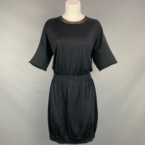 LOUIS VUITTON Size L Black Knitted Silk / Cotton Dress